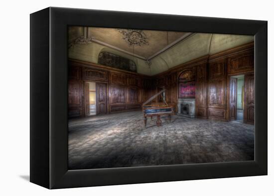 Abandoned Building Interior with Decorative Panelling and Old Grand Piano-Nathan Wright-Framed Premier Image Canvas