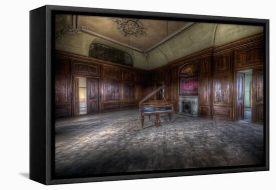 Abandoned Building Interior with Decorative Panelling and Old Grand Piano-Nathan Wright-Framed Premier Image Canvas