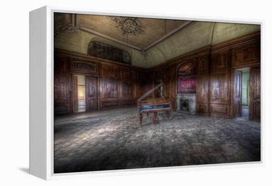 Abandoned Building Interior with Decorative Panelling and Old Grand Piano-Nathan Wright-Framed Premier Image Canvas