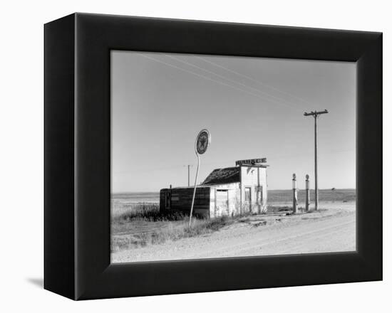 Abandoned Garage on Highway Number 2. Western North Dakota, October 1937-null-Framed Stretched Canvas