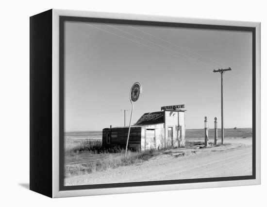 Abandoned Garage on Highway Number 2. Western North Dakota, October 1937-null-Framed Stretched Canvas