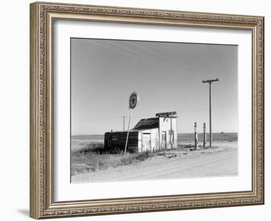 Abandoned Garage on Highway Number 2. Western North Dakota, October 1937-null-Framed Art Print