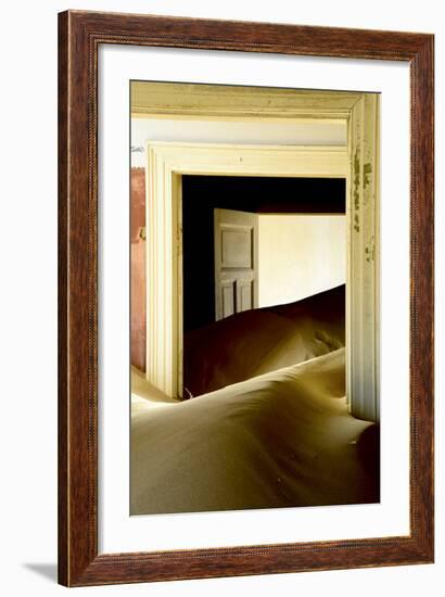 Abandoned House Full of Sand. Kolmanskop Ghost Town, Namib Desert Namibia, October 2013-Enrique Lopez-Tapia-Framed Premium Photographic Print