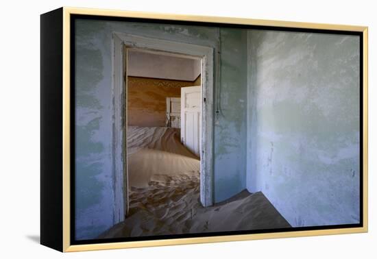 Abandoned House Full of Sand. Kolmanskop Ghost Town, Namib Desert Namibia, October 2013-Enrique Lopez-Tapia-Framed Premier Image Canvas