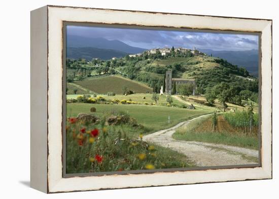 Abbey of Sant' Antimo, Tuscany. Hill Town of Castelnuovo Dell' Abate in Background-Joe Cornish-Framed Premier Image Canvas