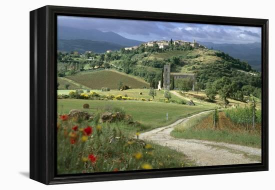 Abbey of Sant' Antimo, Tuscany. Hill Town of Castelnuovo Dell' Abate in Background-Joe Cornish-Framed Premier Image Canvas