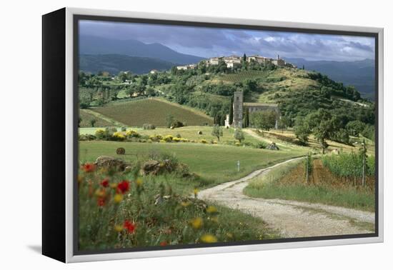 Abbey of Sant' Antimo, Tuscany. Hill Town of Castelnuovo Dell' Abate in Background-Joe Cornish-Framed Premier Image Canvas