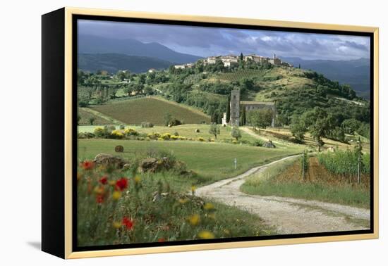 Abbey of Sant' Antimo, Tuscany. Hill Town of Castelnuovo Dell' Abate in Background-Joe Cornish-Framed Premier Image Canvas