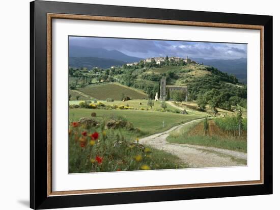 Abbey of Sant' Antimo, Tuscany. Hill Town of Castelnuovo Dell' Abate in Background-Joe Cornish-Framed Photographic Print