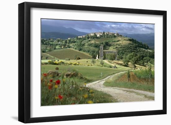 Abbey of Sant' Antimo, Tuscany. Hill Town of Castelnuovo Dell' Abate in Background-Joe Cornish-Framed Photographic Print