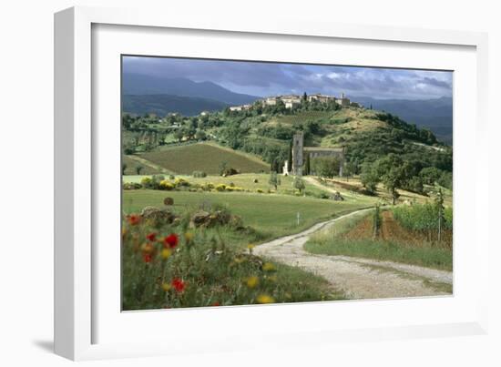 Abbey of Sant' Antimo, Tuscany. Hill Town of Castelnuovo Dell' Abate in Background-Joe Cornish-Framed Photographic Print