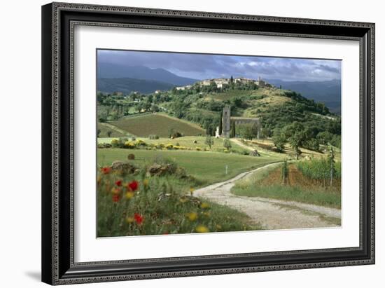 Abbey of Sant' Antimo, Tuscany. Hill Town of Castelnuovo Dell' Abate in Background-Joe Cornish-Framed Photographic Print