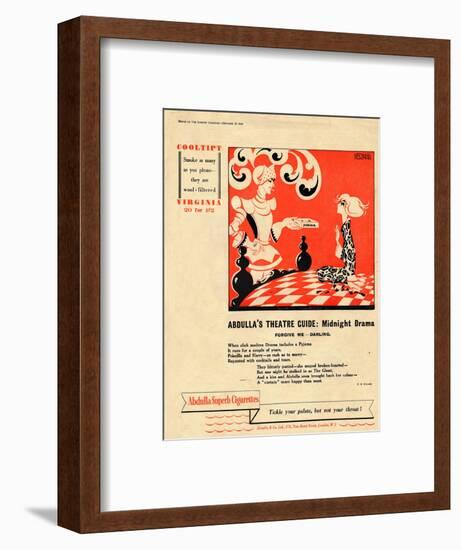 'Abdulla's Theatre Guide: Midnight Drama - Forgive Me - Darling', 1939-Unknown-Framed Giclee Print