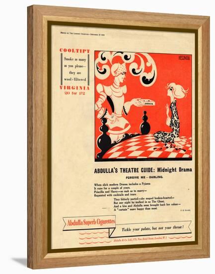 'Abdulla's Theatre Guide: Midnight Drama - Forgive Me - Darling', 1939-Unknown-Framed Premier Image Canvas