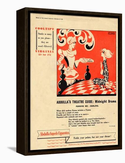 'Abdulla's Theatre Guide: Midnight Drama - Forgive Me - Darling', 1939-Unknown-Framed Premier Image Canvas