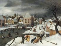 A Winter Scene by a Moated Castle-Abel Grimmer-Giclee Print