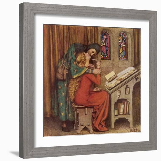 Abelard and Heloise French Scholar and Nun Embracing in the Scriptorium-Eleanor Fortescue Brickdale-Framed Photographic Print