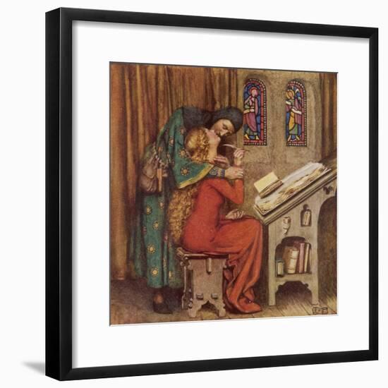 Abelard and Heloise French Scholar and Nun Embracing in the Scriptorium-Eleanor Fortescue Brickdale-Framed Photographic Print