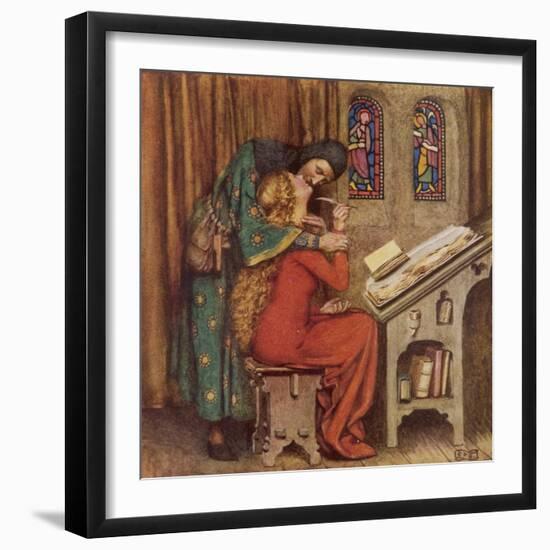 Abelard and Heloise French Scholar and Nun Embracing in the Scriptorium-Eleanor Fortescue Brickdale-Framed Photographic Print