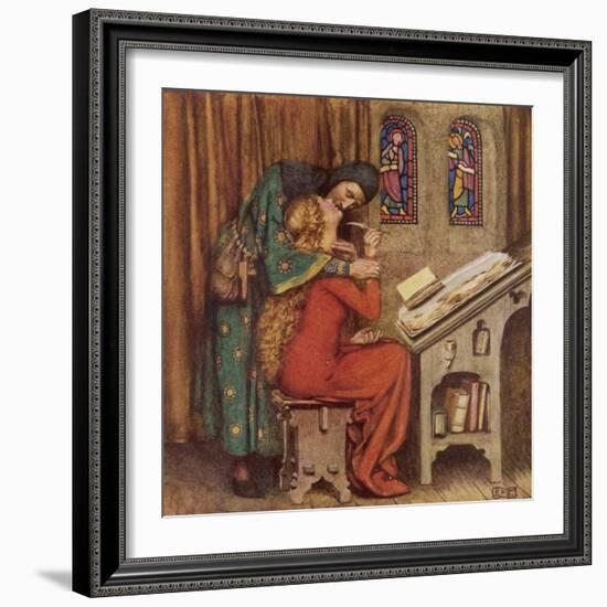 Abelard and Heloise French Scholar and Nun Embracing in the Scriptorium-Eleanor Fortescue Brickdale-Framed Photographic Print