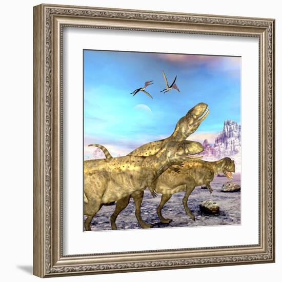 Abelisaurus Theropod Dinosaurs Hunt for their Next Prey-Stocktrek Images-Framed Art Print