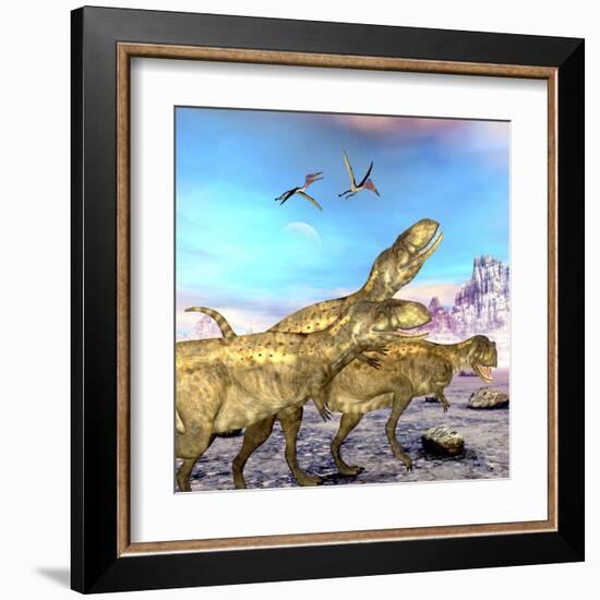 Abelisaurus Theropod Dinosaurs Hunt for their Next Prey-Stocktrek Images-Framed Art Print