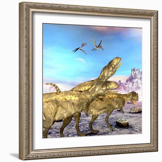 Abelisaurus Theropod Dinosaurs Hunt for their Next Prey-Stocktrek Images-Framed Art Print