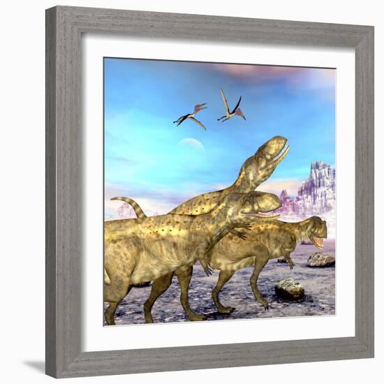 Abelisaurus Theropod Dinosaurs Hunt for their Next Prey-Stocktrek Images-Framed Art Print