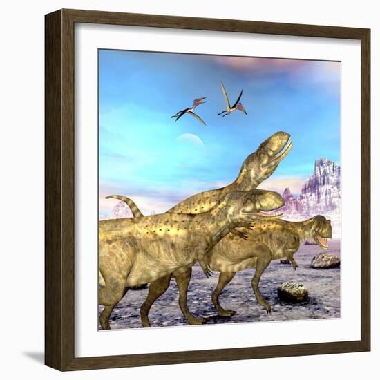 Abelisaurus Theropod Dinosaurs Hunt for their Next Prey-Stocktrek Images-Framed Art Print