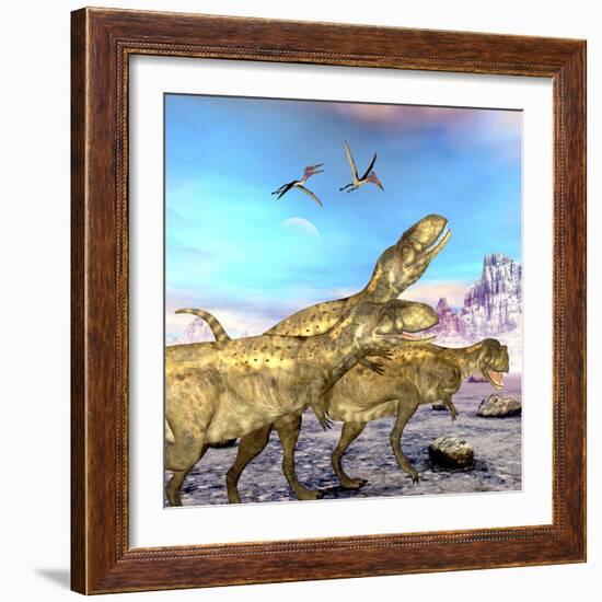 Abelisaurus Theropod Dinosaurs Hunt for their Next Prey-Stocktrek Images-Framed Art Print