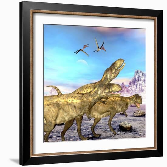 Abelisaurus Theropod Dinosaurs Hunt for their Next Prey-Stocktrek Images-Framed Art Print