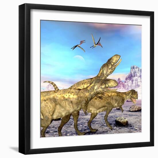 Abelisaurus Theropod Dinosaurs Hunt for their Next Prey-Stocktrek Images-Framed Art Print