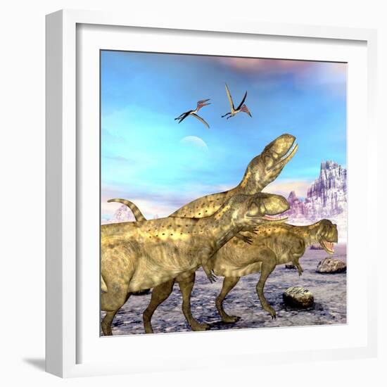 Abelisaurus Theropod Dinosaurs Hunt for their Next Prey-Stocktrek Images-Framed Art Print