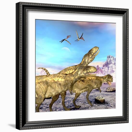 Abelisaurus Theropod Dinosaurs Hunt for their Next Prey-Stocktrek Images-Framed Art Print