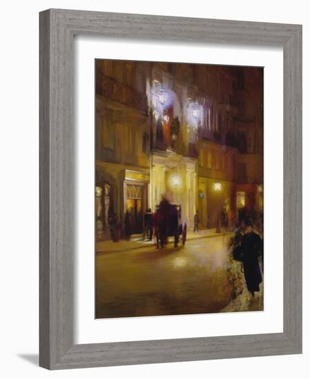 Abendliche Strassenszene Vor Den Folies Bergeres, Paris-French School-Framed Giclee Print