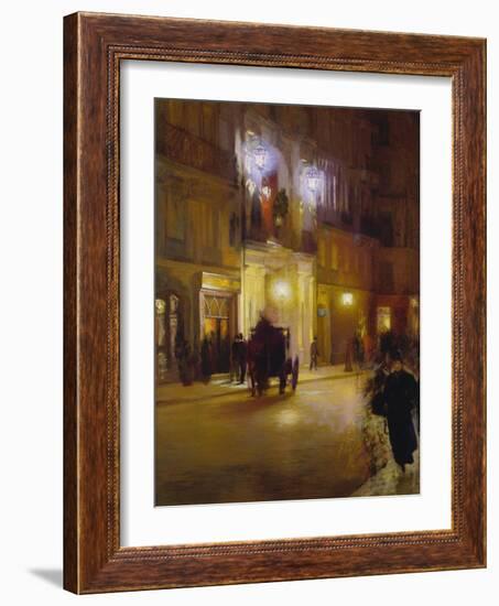 Abendliche Strassenszene Vor Den Folies Bergeres, Paris-French School-Framed Giclee Print