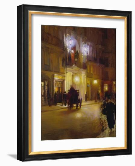 Abendliche Strassenszene Vor Den Folies Bergeres, Paris-French School-Framed Giclee Print