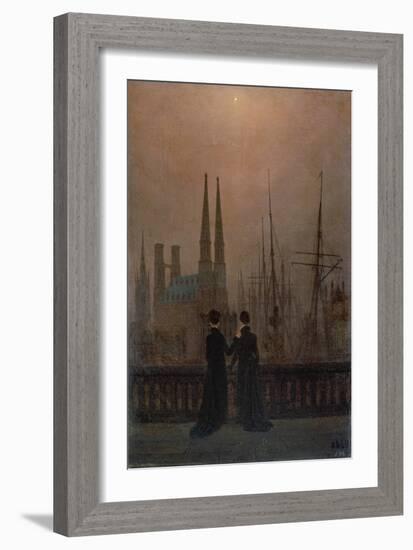 Abendlicher Hafen (die Geschwister). 1818 - 1820-Caspar David Friedrich-Framed Giclee Print