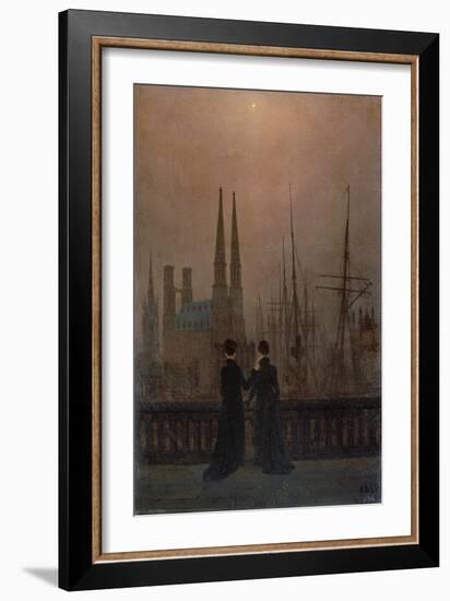 Abendlicher Hafen (die Geschwister). 1818 - 1820-Caspar David Friedrich-Framed Giclee Print