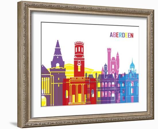 Aberdeen Skyline Pop-paulrommer-Framed Art Print