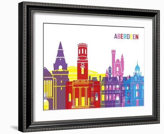 Aberdeen Skyline Pop-paulrommer-Framed Art Print