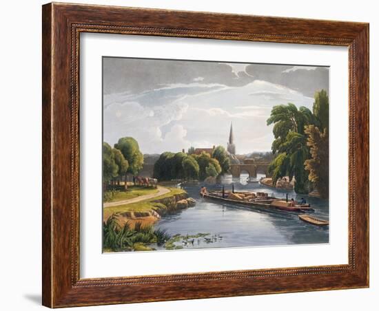 Abingdon Bridge and Church, Engraved by Robert Havell the Younger-William Havell-Framed Giclee Print