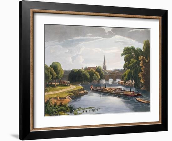 Abingdon Bridge and Church, Engraved by Robert Havell the Younger-William Havell-Framed Giclee Print