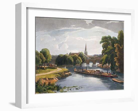 Abingdon Bridge and Church, Engraved by Robert Havell the Younger-William Havell-Framed Giclee Print