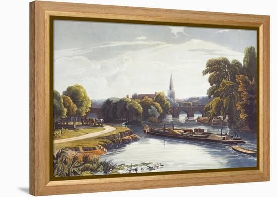 Abingdon Bridge and Church. from 'A Series of Picturesque Views of the River Thames'-William Havell-Framed Premier Image Canvas