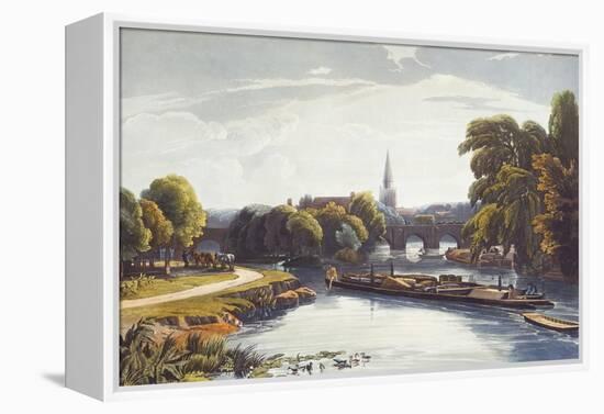 Abingdon Bridge and Church. from 'A Series of Picturesque Views of the River Thames'-William Havell-Framed Premier Image Canvas