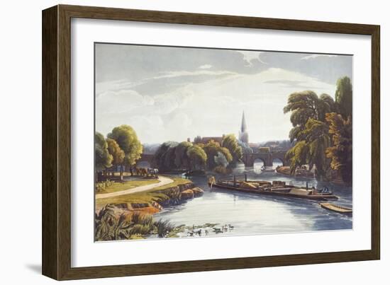 Abingdon Bridge and Church. from 'A Series of Picturesque Views of the River Thames'-William Havell-Framed Giclee Print