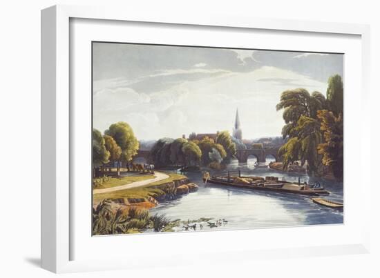 Abingdon Bridge and Church. from 'A Series of Picturesque Views of the River Thames'-William Havell-Framed Giclee Print