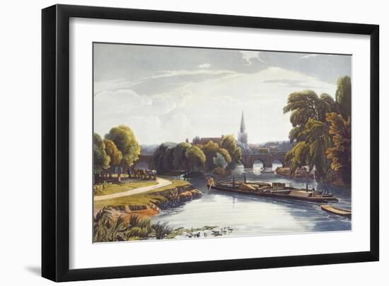 Abingdon Bridge and Church. from 'A Series of Picturesque Views of the River Thames'-William Havell-Framed Giclee Print