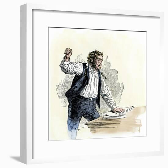 Abolitionist Elijah P. Lovejoy Denouncing Slave Owners before the Us Congress, 1830s-null-Framed Giclee Print